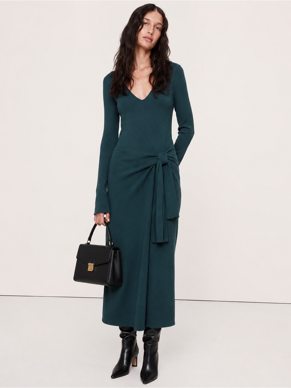 NWT! Banana Republic Teal Blue Sculpted Tie-Front Midi Dress 🧺